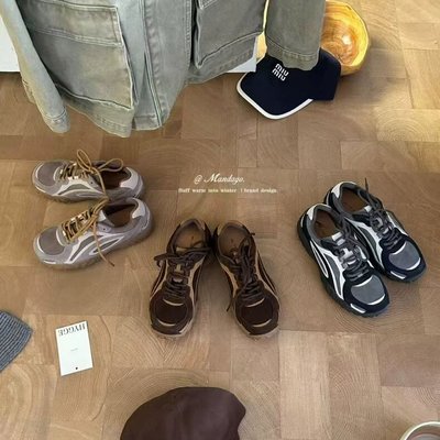 THEMANDAGO芒大果 “山系女孩”真皮拼色复古休闲运动鞋阿甘鞋秋