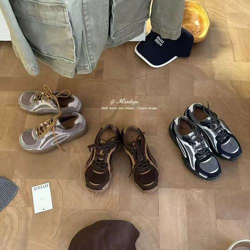 THEMANDAGO芒大果 “山系女孩”真皮拼色复古休闲运动鞋阿甘鞋秋