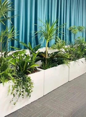 长方形水泥花盆大口径镁泥植物绿植量天尺INS北欧风客厅落地花器