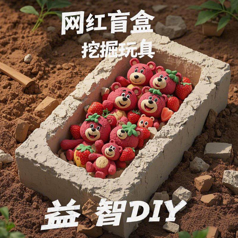 恐龙化石挖掘玩具莓熊考古盲盒儿童DIY手工女孩男孩趣味游,玩具/童车/益智/积木/模型,挖宝玩具,淘宝优惠券,粉丝福利购,淘宝优惠卷