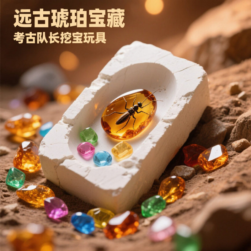 儿童考古手工DIY盲盒男女孩适用含夜光昆虫琥珀化石标本可动,玩具/童车/益智/积木/模型,挖宝玩具,淘宝优惠券,粉丝福利购,淘宝优惠卷