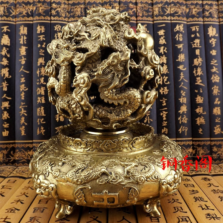 大号纯铜鼎摆设九龙戏珠黄铜鼎铜九转乾坤鼎工艺品办公室桌面摆件