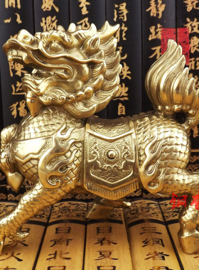 大号纯铜麒麟摆件一对铜麒麟工艺品办公室客厅桌面家居摆设装饰品