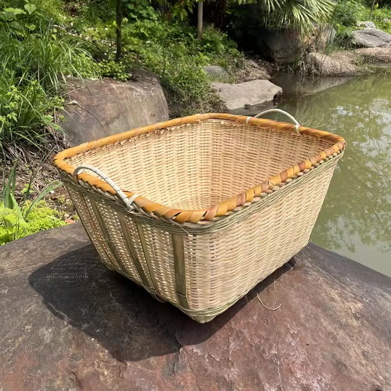 手工农家手工编制大号竹编篓子