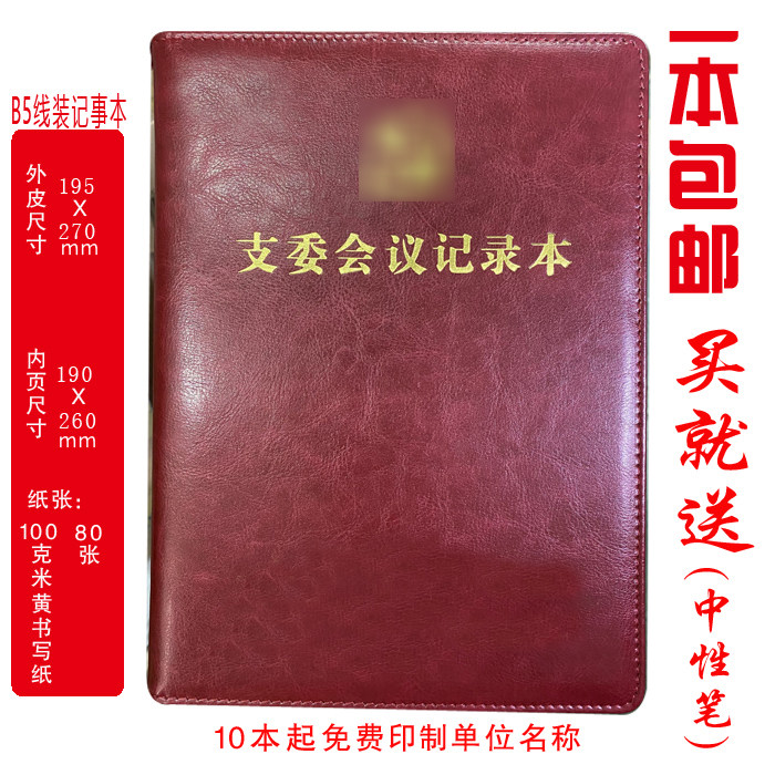 定制 支委会议记录本 支委委员记录本党员会议记录本B5/A4印LOGO - 实物图