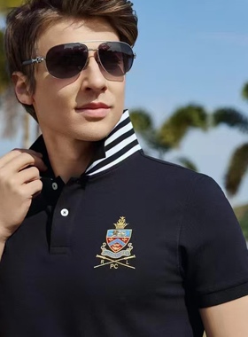 品牌正品短袖t恤男士2025夏季新款棉质POLO简约休闲英伦