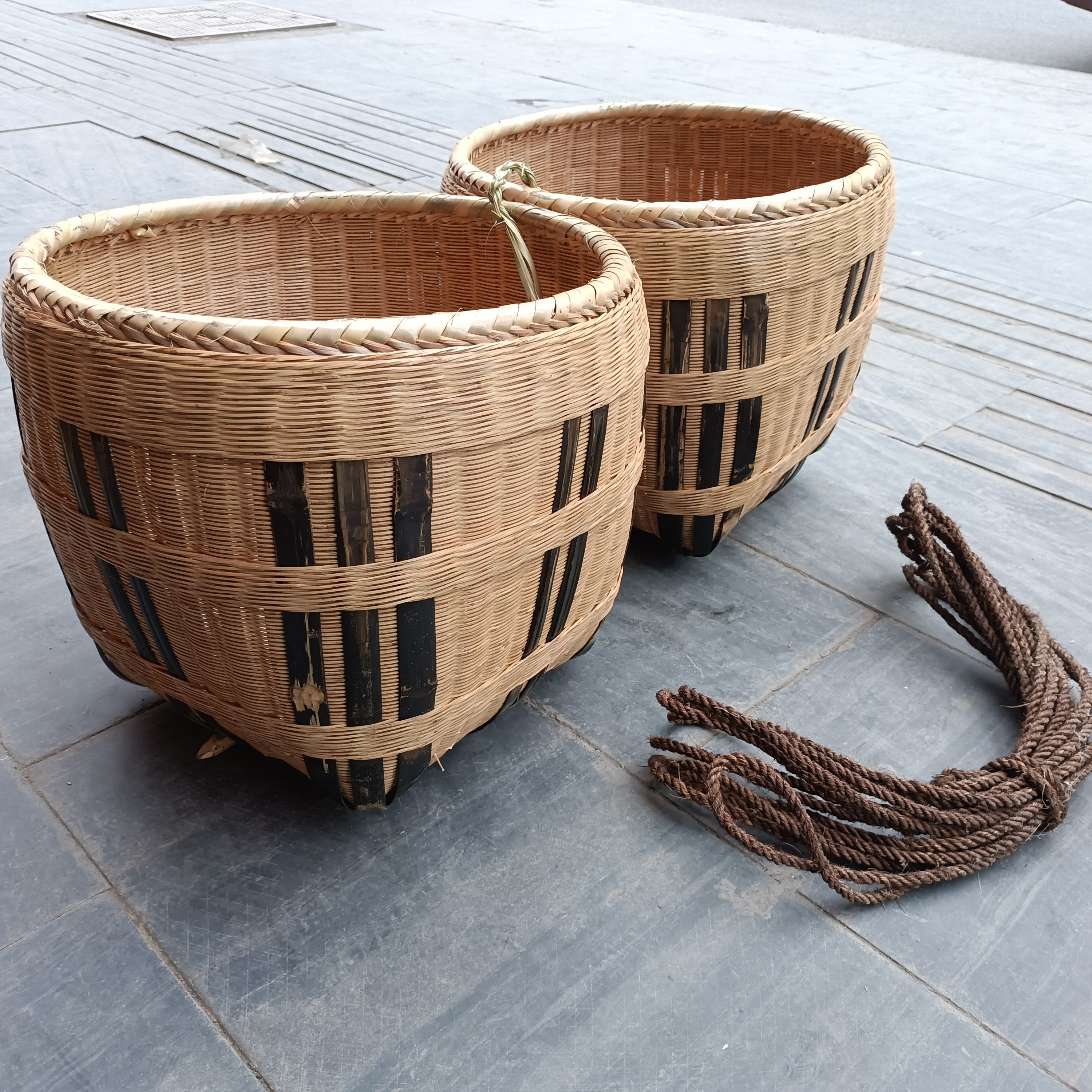 贵州大号竹编箩筐竹制品淘米箩粮食收纳筐喜事竹篓工艺品大米箩筐