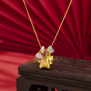 夏日多巴胺小飞马项链女s925纯银饰珐琅彩色独角兽时尚项链锁骨链