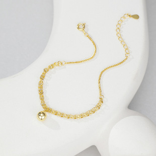 s925纯银镀黄金色首饰新款铃铛凤尾手链时尚轻奢百搭女生手饰银饰