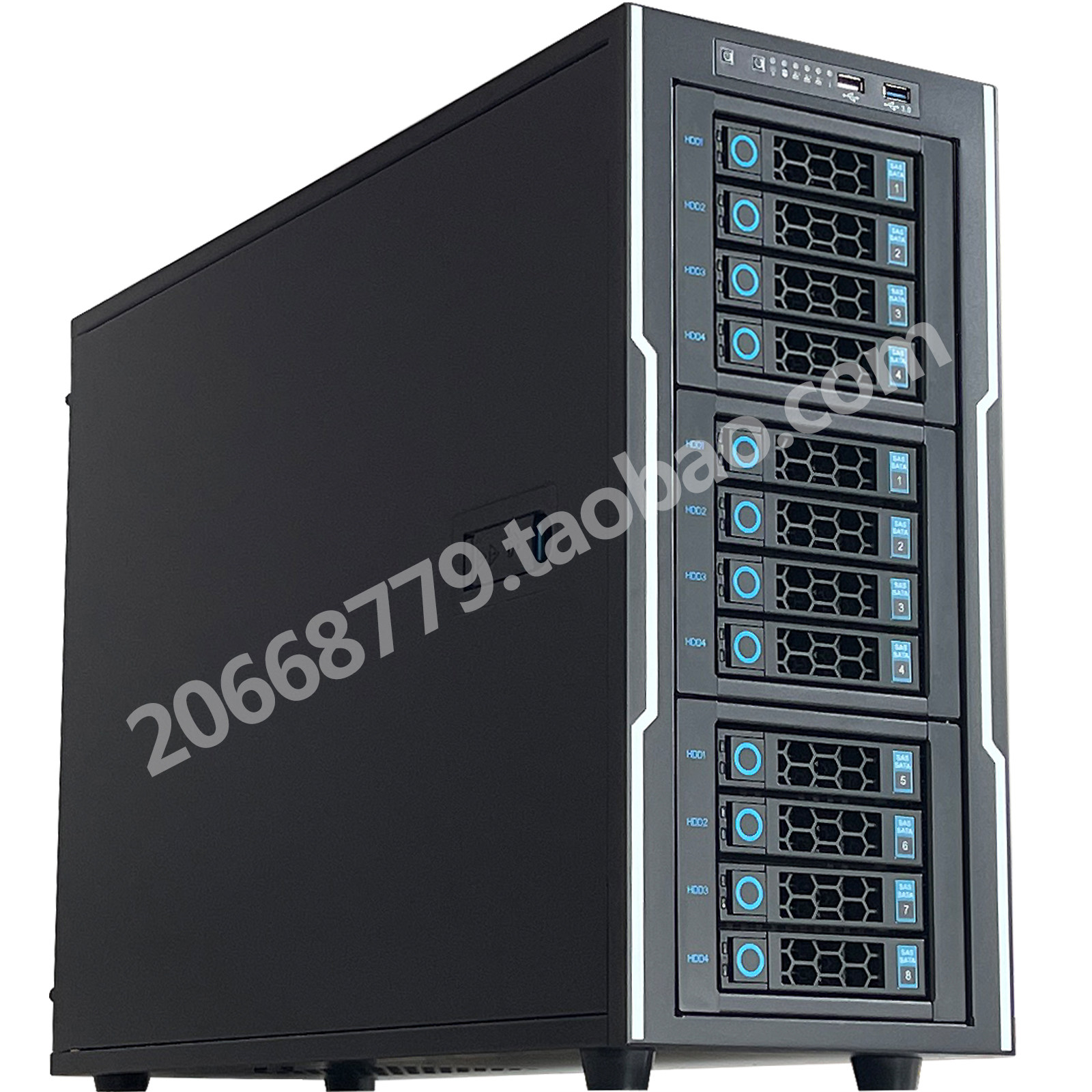 臻龙12盘位硬盘热插拔全塔式服务器机箱12Gb背板X99双路支持水冷