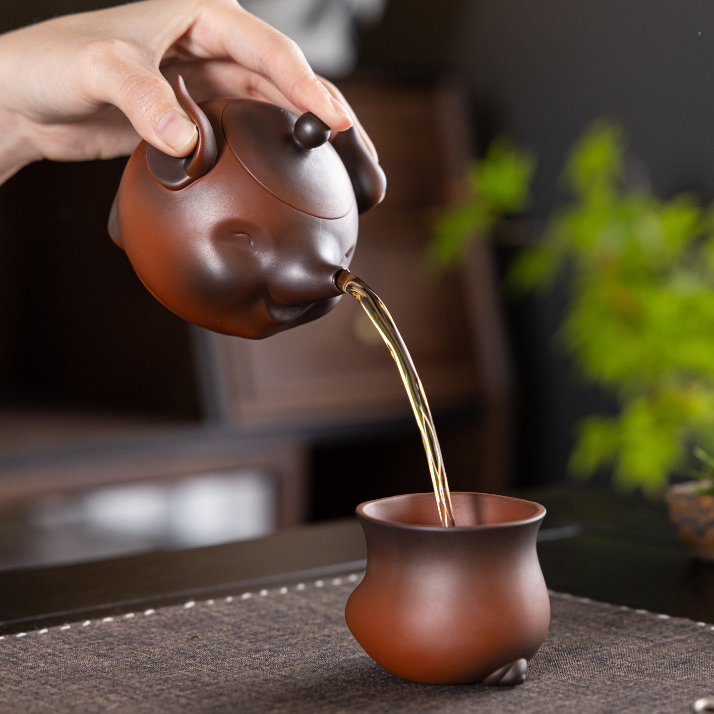 紫陶小飞猪旅行茶具整套防烫手方便携办公室家用泡茶功夫茶具送礼