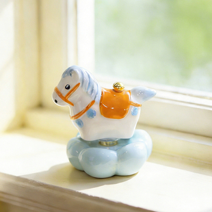 陶瓷小马马年转转马茶宠摆件可爱生肖马造型转转乐装饰品新年礼品