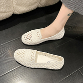 百搭休闲透气镂空防滑沙滩软底护士胶鞋 防水平底鞋 女夏季 平底雨鞋