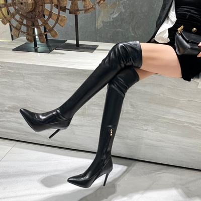 过膝长靴女弹力瘦瘦靴真皮皮靴