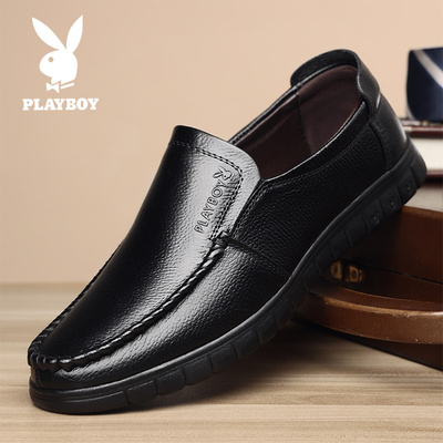花花公子男鞋春季新款商务休闲皮鞋真皮软底一脚蹬爸爸鞋男8823DZ