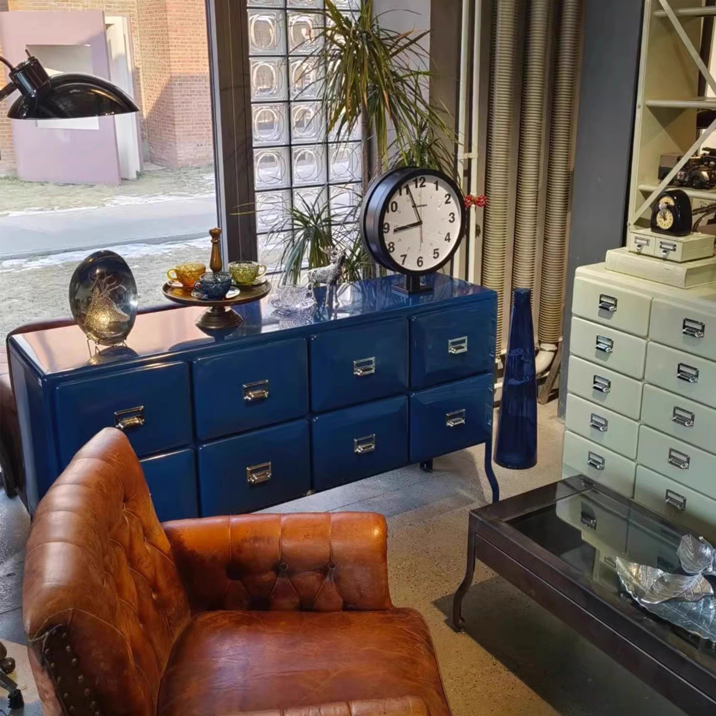 molly飞机头dulton金属高脚八屉柜餐边柜收纳储物 陈列客厅工作室