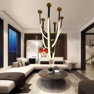 皮带吊灯别墅客厅样板房挑高复式LOFT设计师灯编制皮带灯