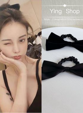 黑色蝴蝶结头饰日系头绳甜美可爱发圈韩国小香风气质丝绒发绳女