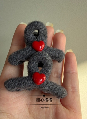 韩系毛呢红色爱心公主头小号抓夹女侧边刘海发夹后脑勺半扎发夹