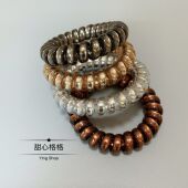 Ying.8条组合 韩国金色电话线头绳粗无痕简约ins发圈扎头发发绳