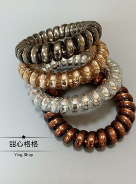 Ying.8条组合~韩国金色电话线头绳粗无痕简约ins发圈扎头发发绳