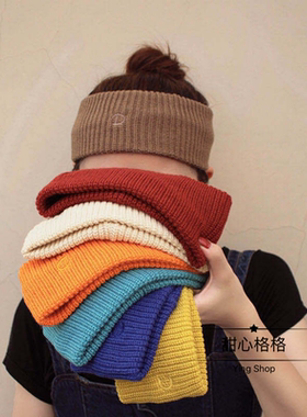 Ying.韩国简约发带男女街头日常外戴时尚宽边针织毛线束发带头巾