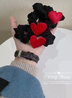 甜美~韩国爱心大肠发圈绑头发头绳新年红色高弹扎马尾不伤发皮筋