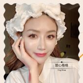 Ying.网红同款 女蕾丝蝴蝶结洗脸束发带宽边甜美家居花边发饰 韩式