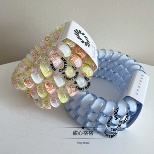 谁懂啊 5倍高弹力电话线发圈紧加粗大号果冻色高级感发绳头绳 正版