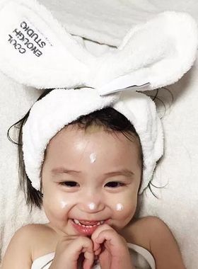 Ying.韩国韩剧长兔耳朵简约女网红发带刺绣化妆洗脸束发带发箍