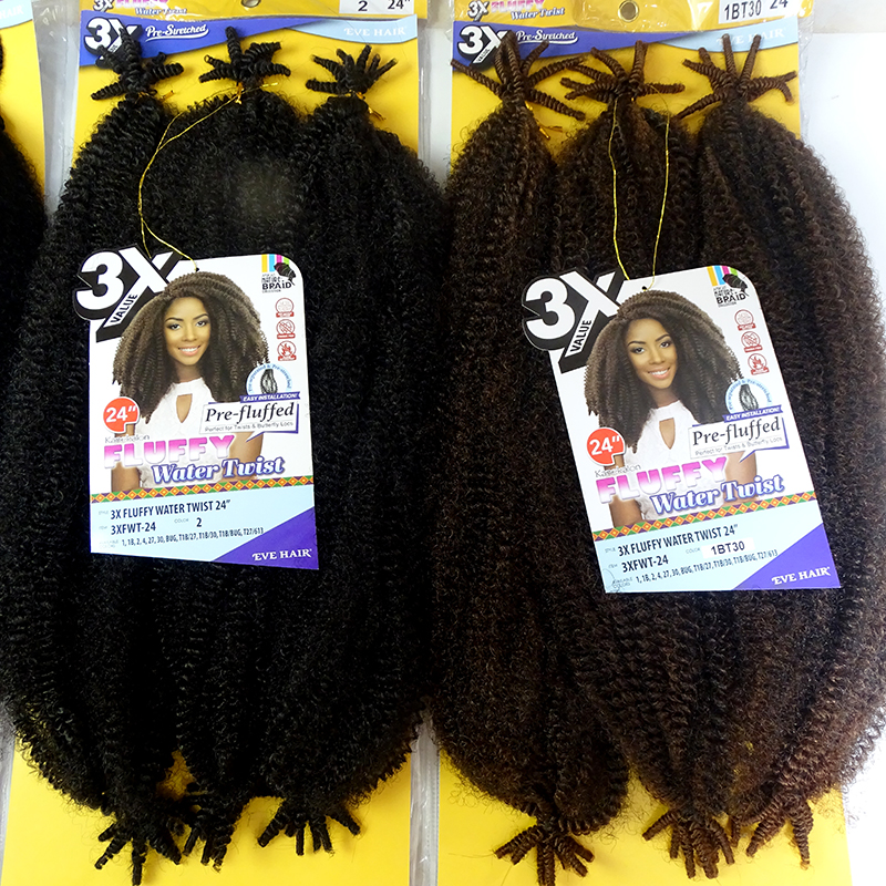 蓬松脏辫子water twist braid 3X fluff kinky hair 非洲小卷假发