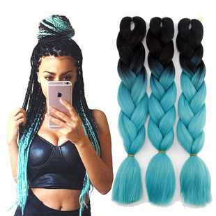 脏辫女黑人大辫子化纤接发雷鬼小辫子假发xpression omber braids
