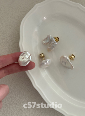 c57原创设计巴洛克不规则珍珠胸针小众铜镀金