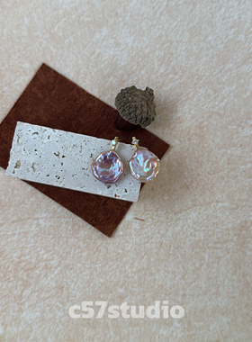 c57studio炫彩天然巴洛克紫罗裙耳环银镀金18k