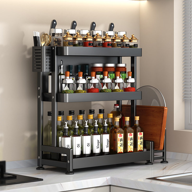 厨房置物架筷子刀架台面调味品油盐酱醋收纳架子多功能调料