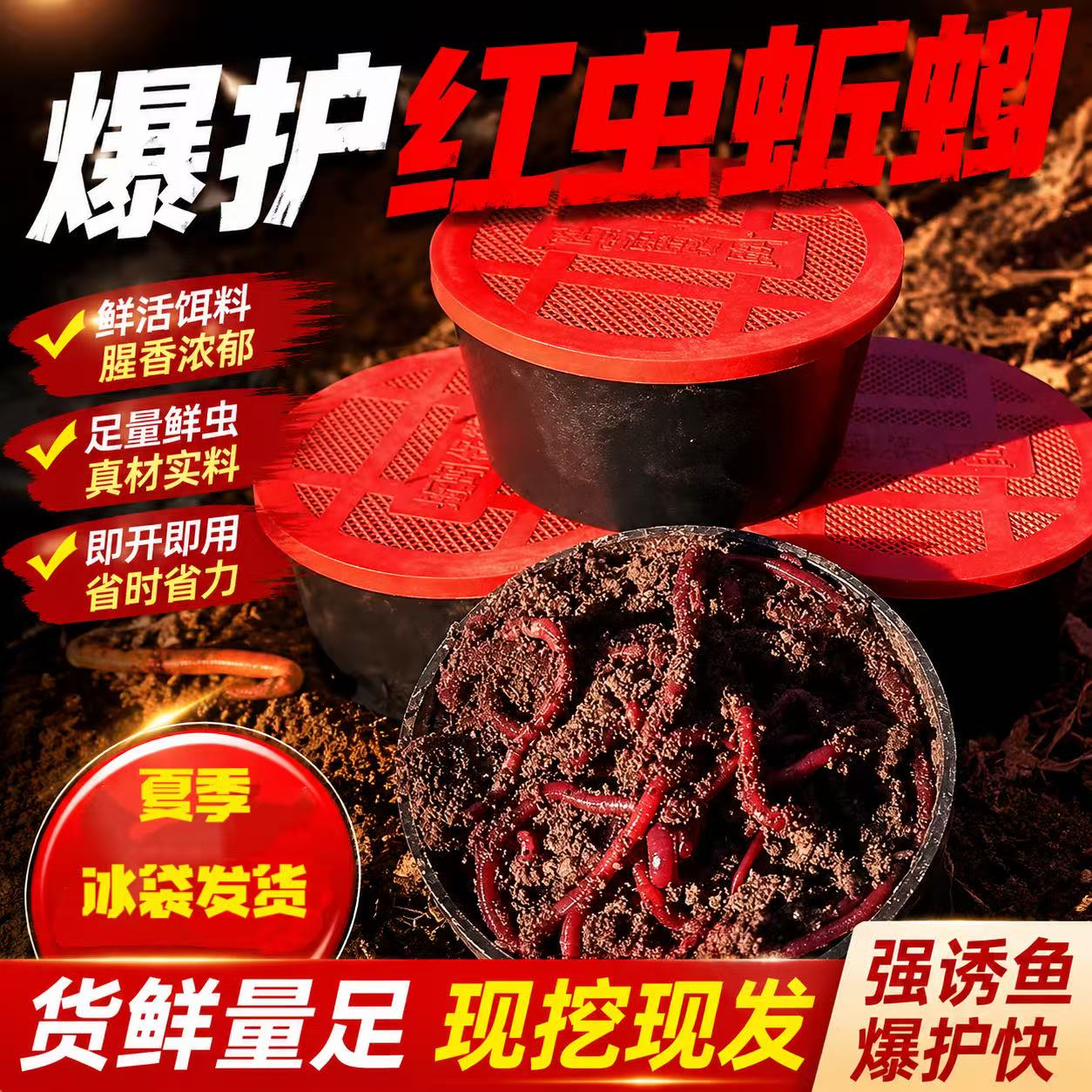 牛粪蚯蚓大盒装鲜活现挖现发足量不活包赔鱼饵a