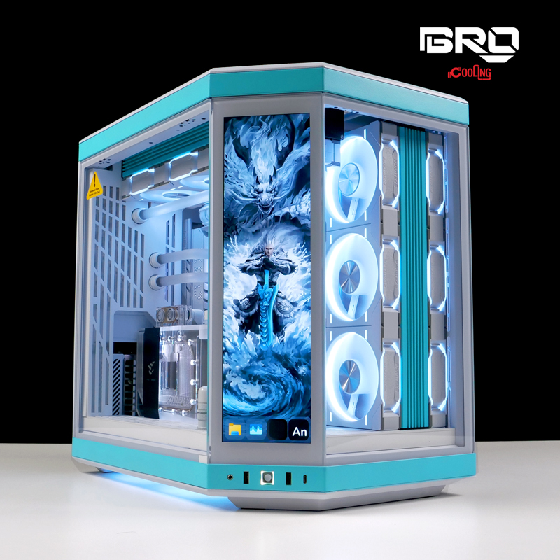 BRO私人定制 HYTE Y70TI副屏鱼缸海景房定制分体水冷电脑游戏主机