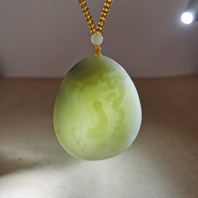 天然和田玉石悟道大吊坠挂件毛衣链项绳项链,赠国检证书和包装盒