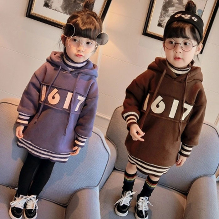 2019 Winter clothes new pattern girl Mid length version Children baby Sweater children Plush thickening hoodie False twoin the Children/Baby/Family fitted , Sweater/Fleece  category - from Buy2taobao.com to provide professional Taobao agent buy service