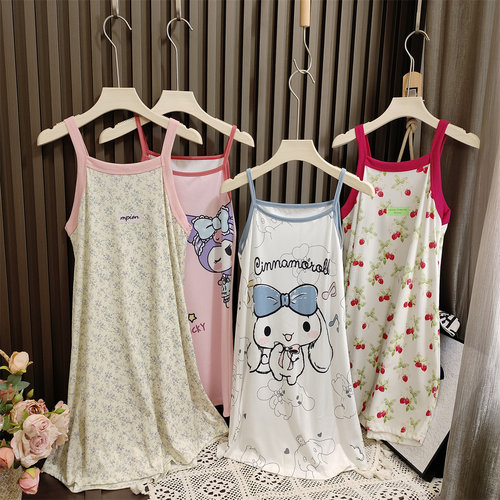 女童吊带裙夏季家居服冰丝沙滩裙