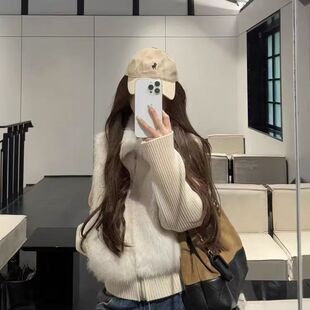 仿狐狸毛毛皮草外套马甲女潮 假两件马夹可拆卸针织袖 2026春季 新款
