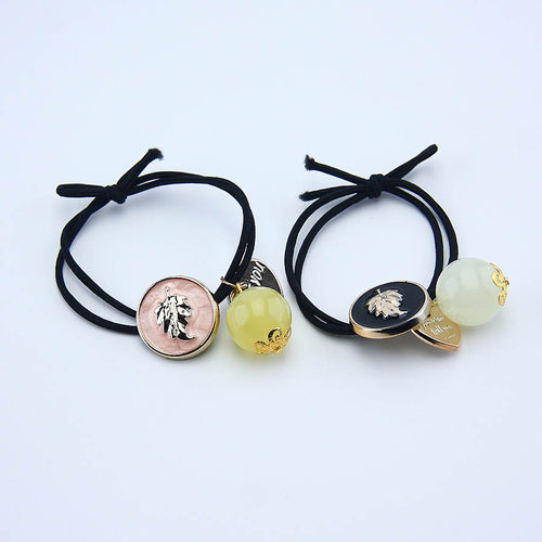 头绳女生扎头发皮筋发圈发绳2024新款高端天然玉石头花岫玉发饰