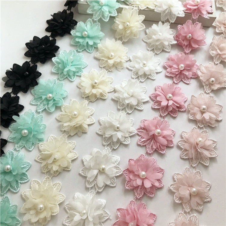 DIY手工装饰婚纱礼服花朵花边雪纺蕾丝钉珠立体花衣帽配饰辅料