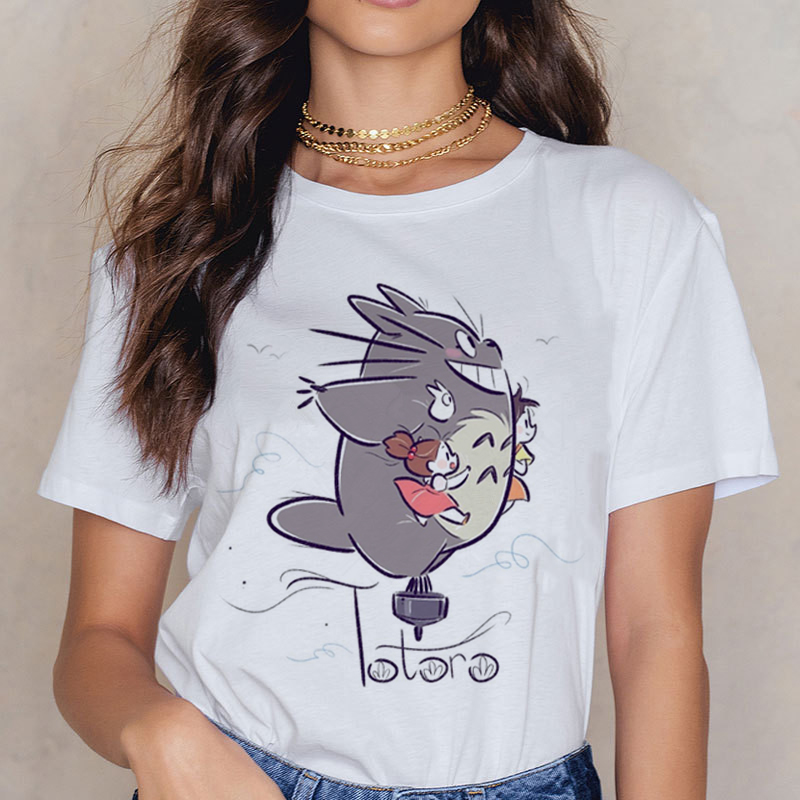Totoro Studio Ghibli龙猫吉卜力圆领短袖t恤女短款修身夏季大码