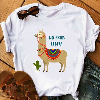 Cute alpaca T shirt休闲可爱卡通羊驼潮酷大码新款短袖t恤女装