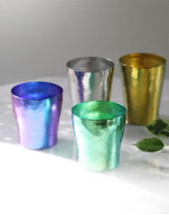 日本代购HORIE双层钛杯彩金属亮面水杯子礼盒 玲系列 华 和 礼物