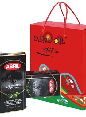 25年9月西班牙原瓶进口ABRIL艾伯瑞特级初榨橄榄油1L*2罐年货礼盒