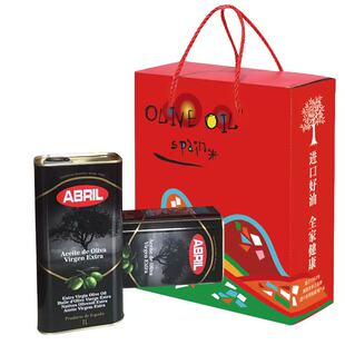 25年9月西班牙原瓶进口ABRIL艾伯瑞特级初榨橄榄油1L*2罐年货礼盒