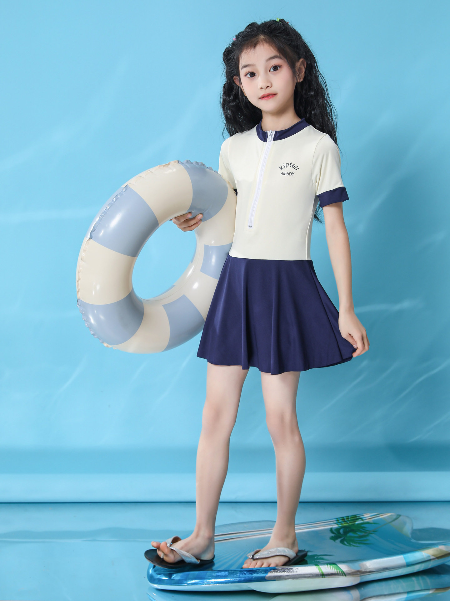 中大童连体裙泳衣初中学生女孩韩版速干游泳衣保守温泉学院泳装