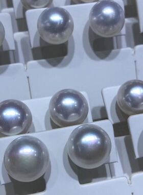 毫米扁圆形纯银耳针淡水珍珠